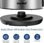 COMFEE' Stainless Steel Electric Kettle, 1.7 Liter Tea Kettle Electric & Hot Water Kettle, 1500W Fast Boil with LED Light, Auto Shut-Off and Boil-Dry Protection - Image 3
