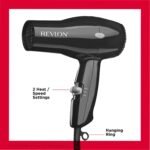 Revlon Compact Hair Dryer | 1875W Lightweight Design, Perfect for Travel, (Black) - Image 3