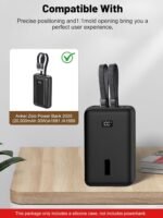 Case for Anker Zolo Power Bank 2025 20,000mAh 30W /45W A1681 /A1689 /A110M ,Silicone Protective Case , Shockproof Cover with LCD Display Visible, Anti-Lost Strap, Precision Cutouts for Charger (Black) - Image 3