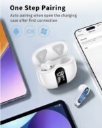 Wireless Earbuds, 2026 Bluetooth 5.4 Headphones Bass Stereo Ear Buds with Noise Cancelling Mic, LED Display in Ear Earphones 50H Playtime Ear Buds, IP7 Waterproof for Laptop Pad Phones Pure White - Image 5