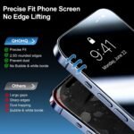 QHOHQ for iPhone 18 Pro Privacy Screen Protector, 9H+ Tempered Glass, 3+3P - Image 5