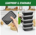 Dealusy 50 Pack (100-Piece) 24 oz Meal Prep Containers Reusable with Lids - Image 4