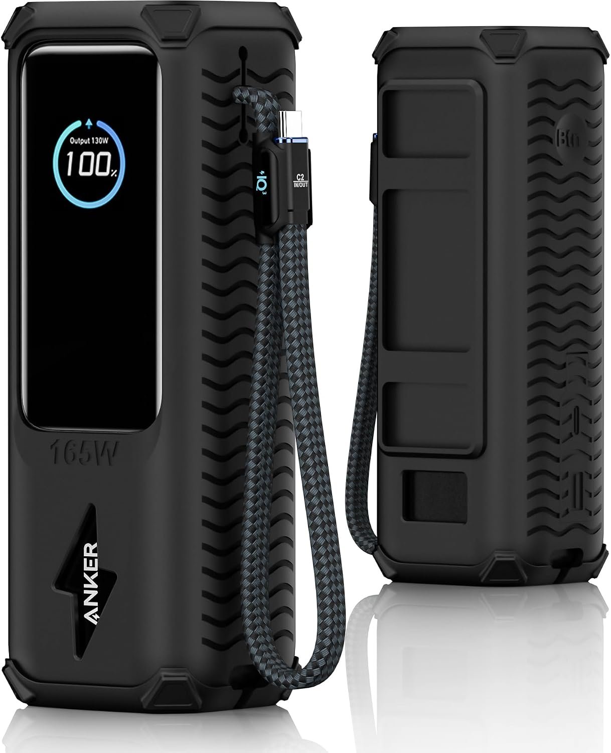 710JkiIzZCL._AC_SL1500_ YWXTW Silicone Case for Anker Laptop Power Bank (25,000mAh/165W) - Shockproof Drop-Resistant, Built-in Cable Storage | Non-Slip Grip, Hidden Dust Plug Protective Cover for Anker Power Bank 165w - Image 1