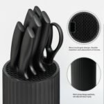 Knife Set, 8-Piece Kitchen Knife Set with Universal Block - Anti-Rust Chef Knives, Ergonomic Design, Dishwasher Safe (Black) - Image 4