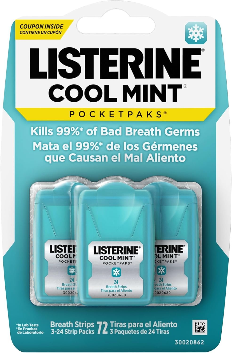 711DwRCaxL._AC_SL1500_ Listerine PocketPaks Breath Strips, Cool Mint, 24-Strip Pack, 3 Pack - Image 1