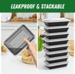 50 Pack (100-Piece) 32 oz Meal Prep Containers with Easy Open Lids, Black - Image 4