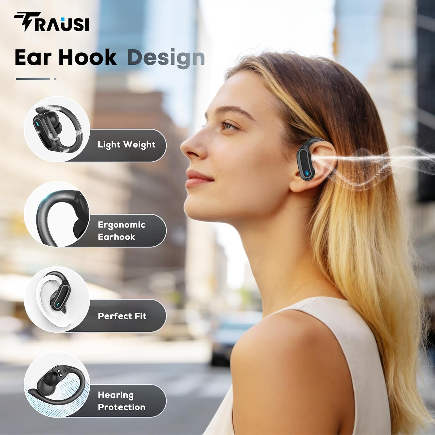 712TFTKFQVL._AC_SL1500_ Wireless Earbuds Bluetooth Headphones, 54H Playtime Stereo Over Ear Buds with ENC Noise Cancelling, LED Power Display, IPX7 Waterproof Sport Earphones with Earhooks for Running/Workouts (Black) - Image 1