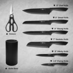 Knife Set, 8-Piece Kitchen Knife Set with Universal Block - Anti-Rust Chef Knives, Ergonomic Design, Dishwasher Safe (Black) - Image 2