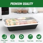 50 Pack (100-Piece) 32 oz Meal Prep Containers with Easy Open Lids, Black - Image 3