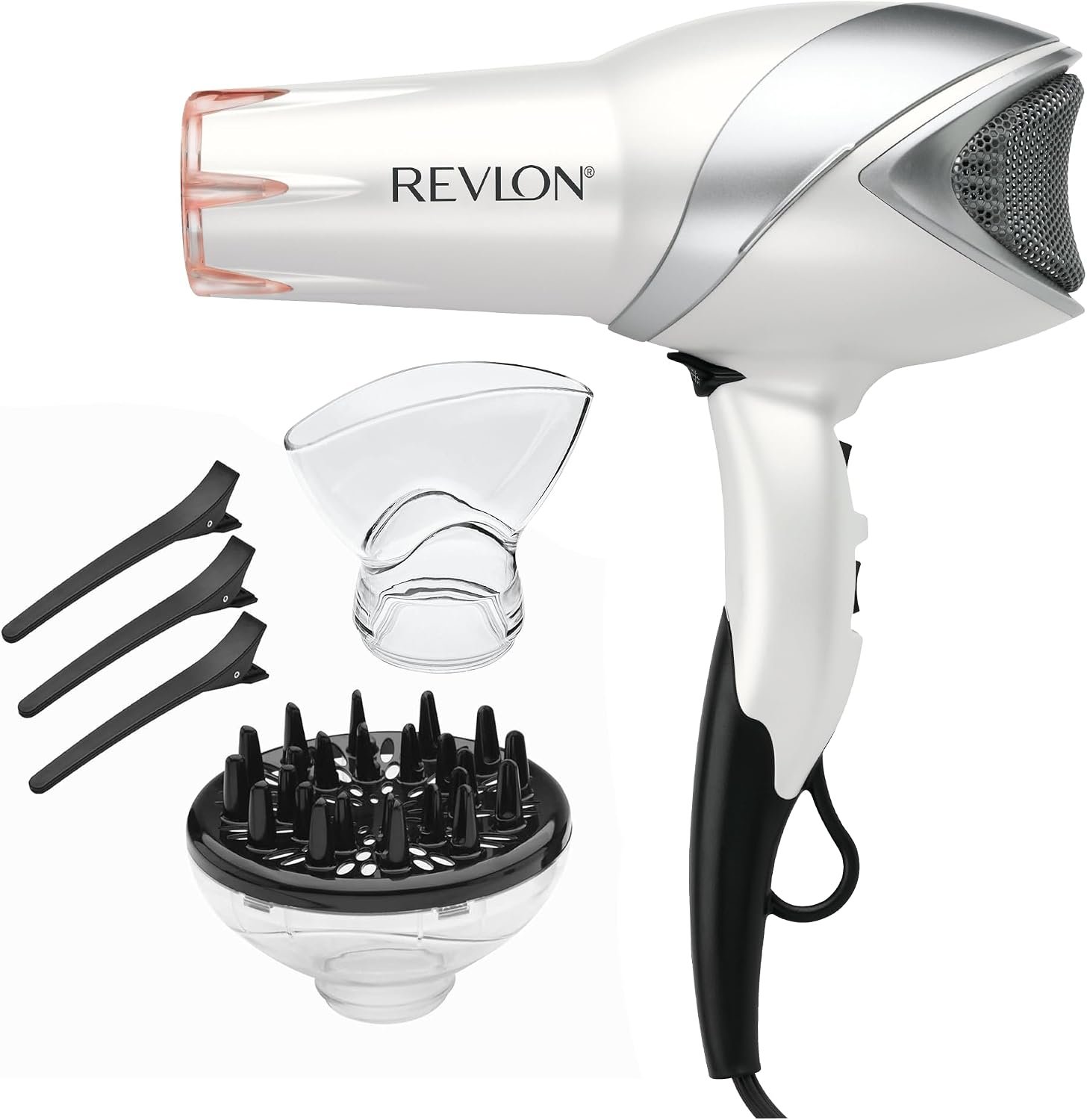 713f345lf0L._AC_SL1500_ REVLON Infrared Ionic Hair Dryer with Diffuser & Concentrator, White - Image 1