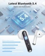 Wireless Earbuds, 2026 Bluetooth 5.4 Headphones Bass Stereo Ear Buds with Noise Cancelling Mic, LED Display in Ear Earphones 50H Playtime Ear Buds, IP7 Waterproof for Laptop Pad Phones Pure White - Image 3