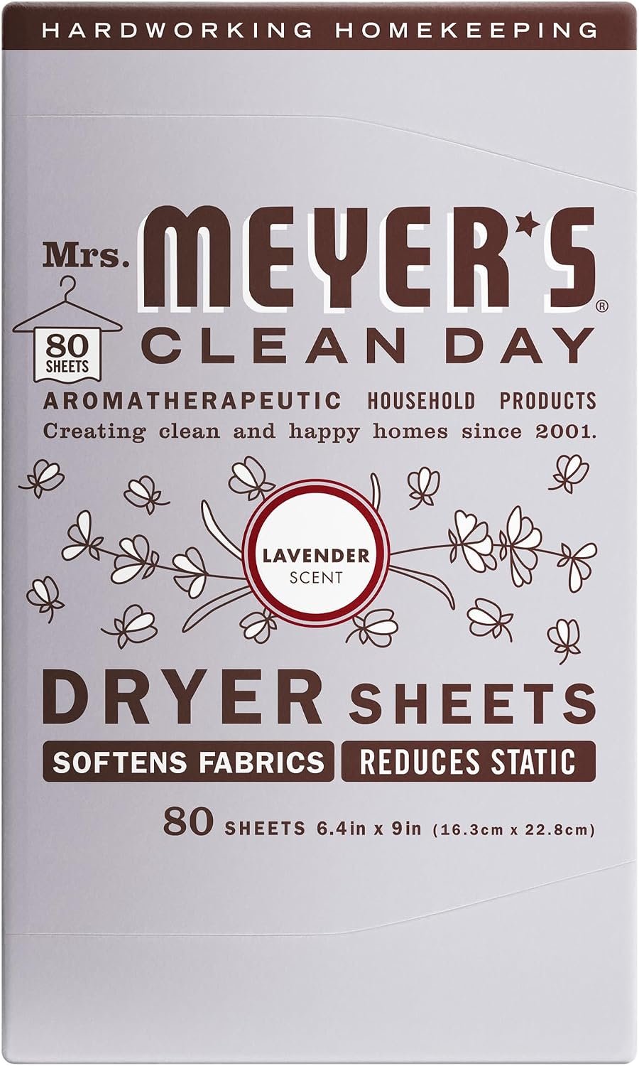 714RI1fuGhL._AC_SL1500_ MRS. MEYER'S CLEAN DAY Dryer Sheets, Lavender, 80 ct - Image 1