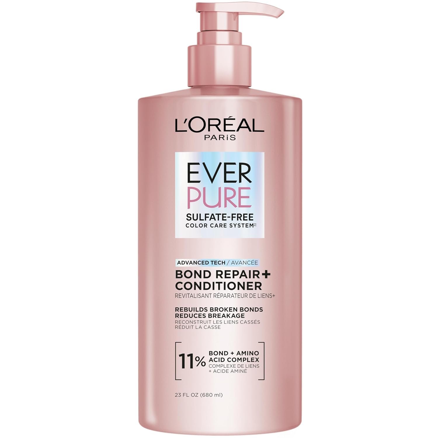 716BPn-NIZL._SL1500_ L'Oreal Paris Sulfate Free Bond Repair+ Conditioner, Hair Conditioner with Bond + Amino Acid Complex, Strengthens and Repairs Damaged or Color Treated Hair, EverPure, 23 Fl Oz (Packaging May Vary) - Image 1