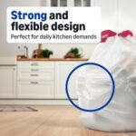 Amazon Basics Trash Bags, Tall Kitchen Drawstring, Unscented, 13 Gallon, 120 Count, Pack of 1, Packaging May Vary - Image 3
