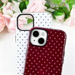Polka Dot Pattern Phone Case for iPhone 13/14 6.1", Wine - Image 5