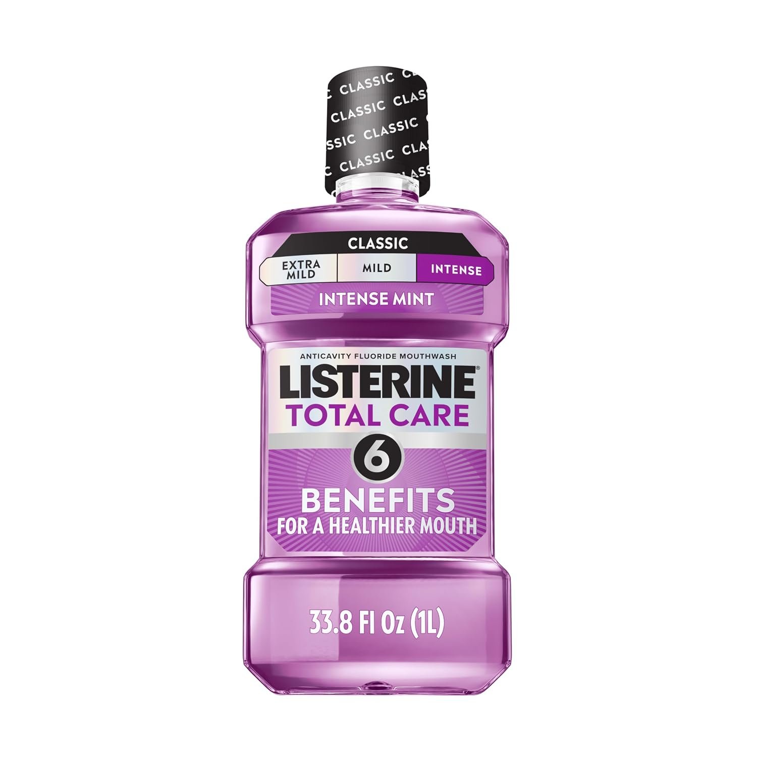 718-HEplIML._SL1500_ Listerine Total Care Anticavity Mouthwash, Intense Mint, 33.8 fl. oz/1L - Image 1