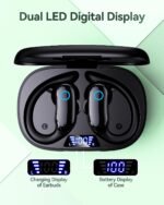 GNMN Active Noise Cancelling Ear Buds Wireless Earbuds 96hrs Playback Bluetooth Headphones Dual Battery Display Stereo Bass Earphones with Earhooks Microphone IPX7 Waterproof for Sports/Runing/Workout - Image 4