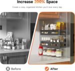 Sevenblue 4-Pack Magnetic Spice Rack for Refrigerator with Hooks, Black - Image 3