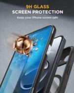 miracase for iPhone 17e Case & iPhone 16e Case, Full-Body Phone with Built-in Glass Screen Protector, [Magnetic with MagSafe] Military Drop Proof 17 E/ 16 E Cover Bumper 6.1 inch, Black - Image 3