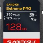SanDisk 128GB Extreme PRO SD UHS-I Card, Up to 250MB/s Read and 120MB/s Write, 4K UHD, Full HD, U3, V30, SDSDXXJ-128G-GSCIN