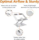 Amazon Basics Sturdy and Portable Ergonomic Laptop Stand for Desk, Height Adjustable Riser with Ventilated Cooling, Foldable, Fits all Laptops up to 15.6 Inch, Silver - Image 2