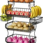 Simple Trending Stackable Cart, Fruit Vegetable Basket with Wheels, 4 Tier