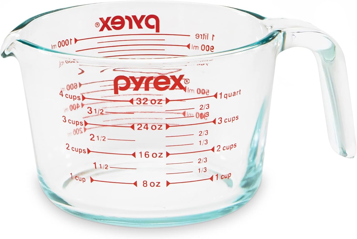 71AX2D5KVyL._AC_SL1500_ Pyrex 4 Cup Glass Measuring Cup For Baking and Cooking - Image 1