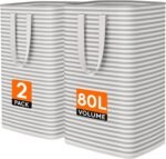 Lifewit 80L Large Laundry Baskets, Laundry Hampers Bags, 2 Pack, Grey