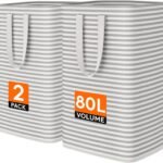 Lifewit 80L Large Laundry Baskets, Laundry Hampers Bags, 2 Pack, Grey