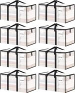 ukeetap 8 Pack Extra Large Clothes Storage Bins with Lids, Clear