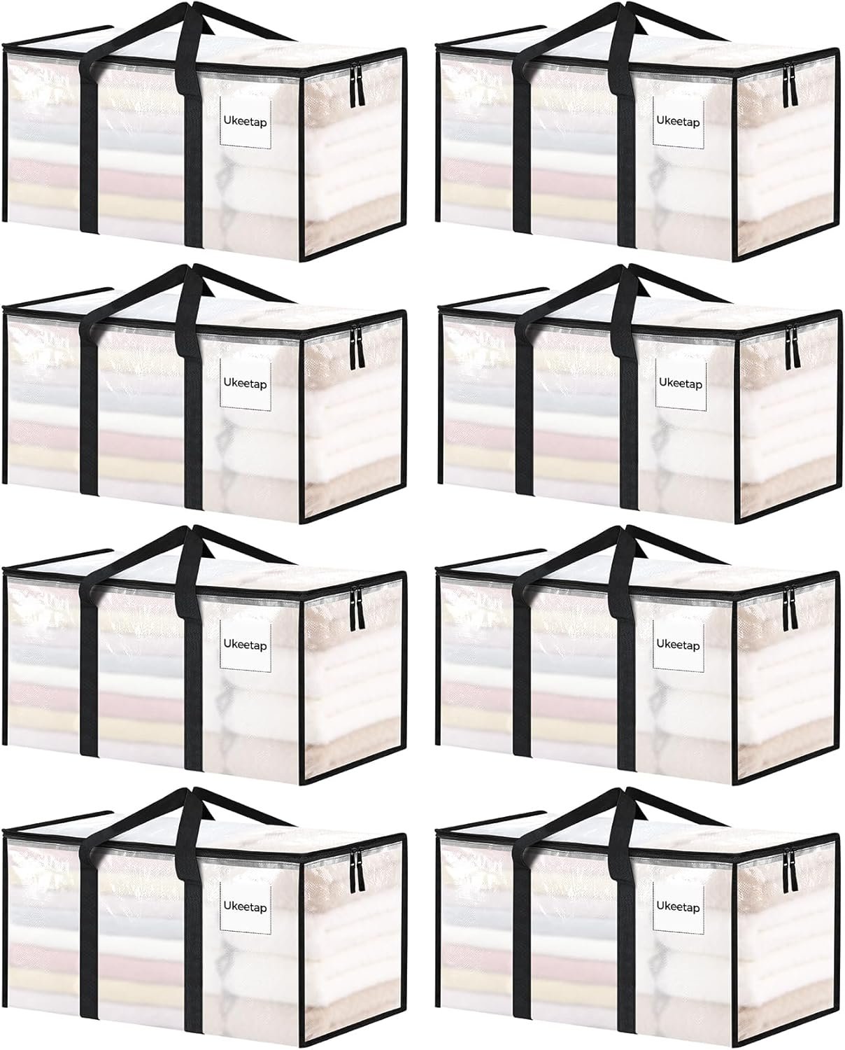 71DThUXi5xL._AC_SL1500_ ukeetap 8 Pack Extra Large Clothes Storage Bins with Lids, Clear - Image 1