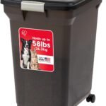 IRIS USA Dog Food Storage Container, Up to 58 lbs, Smoke Black, Made in USA