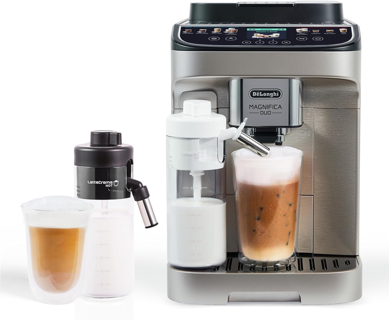 71EFokHjOnL._AC_SL1500_ De'Longhi Magnifica Duo Automatic Espresso Machine, Milk Frother, Silver - Image 1