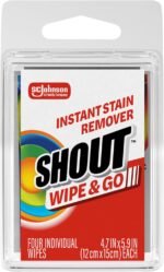Shout Wipe & Go Instant Stain Remover Wipes, No Wash Required, Safe on Colorfast Washables, Travel & Baby Diaper Bag Essentials, Removes Grass, Coffee, Makeup & More, 4 Wipes (Pack of 1) - Image 2
