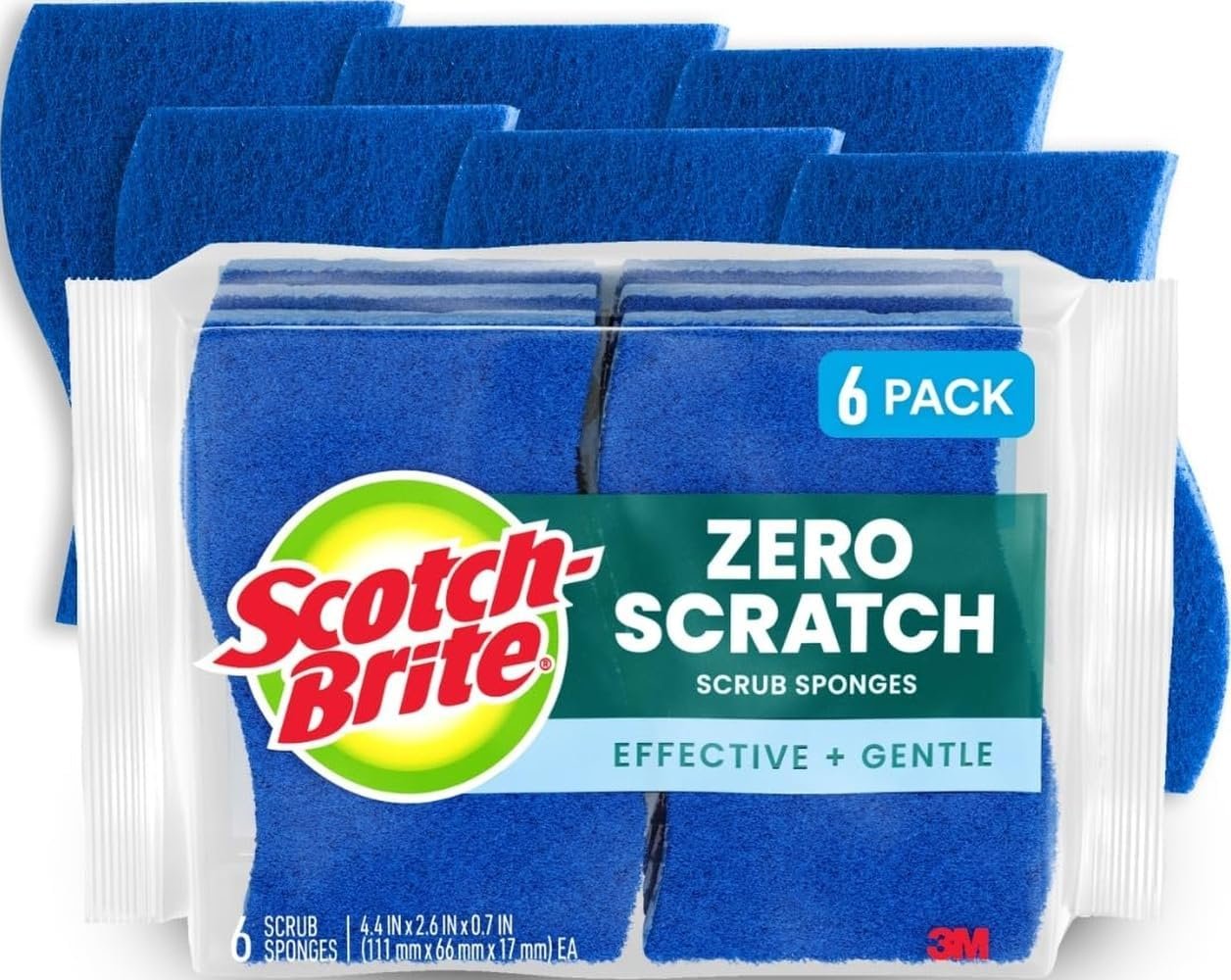 71EoJp54swL._AC_SL1256_ Scotch-Brite Zero Scratch Scrub Sponge, 6 Pack - Image 1
