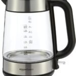 Amazon Basics Electric Kettle with Glass Carafe for Tea and Coffee, BPA-Free, Fast Boiling, Auto Shut-Off, Boil-Dry Protection, Water Level Indicator, 1.7 Liter, 1500W, Black and Silver