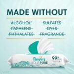 Pampers Aqua Pure Baby Wipes, Unscented, Fragrance Free, 99% Water, Water Based, Multi-Use, 672 Wipes Total (12X Flip-Top Packs) - Image 3