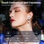 Wireless Earbuds, Bluetooth 5.3 Headphones HiFi Stereo 50H Playback LED Digital Display Ear Buds with ENC Noise Canceling Headset, IPX7 Waterproof Earphones for Gym/Running/Work（White） - Image 6