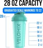 VELOMIX 2 Pack 28oz Protein Shaker Bottle for Protein Mixes, Pink/Turquoise - Image 4