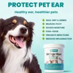 MEDUWEDU Ear Cleaner Finger Wipes 60 Counts, Dog Ear Cleaner, Grooming Kit Care for Dogs and Cats, Soft & Easy Otic Cleaning Pads, Remove Wax, Dirt & Stop Smelly, Itchy, Non-Irritating, Coconut Scent - Image 2