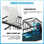 7 code 2-Tier Large Dish Drying Rack for Kitchen Counter, Black - Image 4