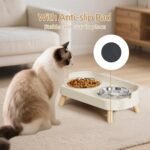 Elevated Cat Bowl, Raised Cat Food and Water Bowl Set for Indoor Cats, Splash Proof with 2 Stainless Steel Pet Food Bowls for Cats and Puppies, Whisker Fatigue and Dishwasher Safe - White - Image 5