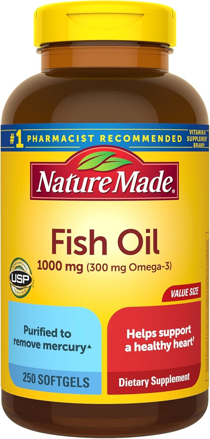 71Kwk1NqazL._AC_SL1500_ Nature Made Fish Oil Omega 3 Supplements, 1000mg Softgels, 250 Softgels - Image 1