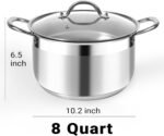 Kirecoo 8 Quart Stainless Steel Induction Stock Pot with Visible Lid - Image 2