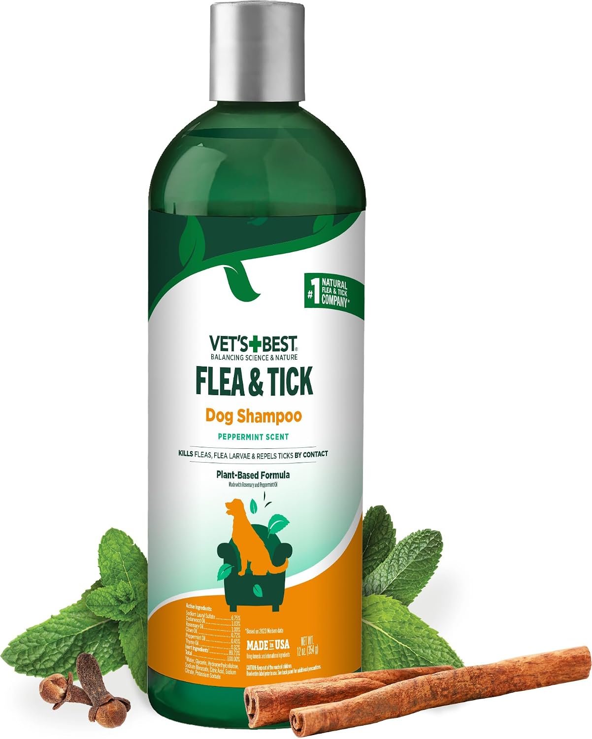 71LIUwFXjL._AC_SL1500_ Vet's Best Flea & Tick Shampoo for Dogs, Plant-Based, 12 oz - Image 1