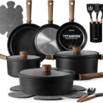 CAROTE 21pcs Pots and Pans Set, Nonstick Cookware Sets