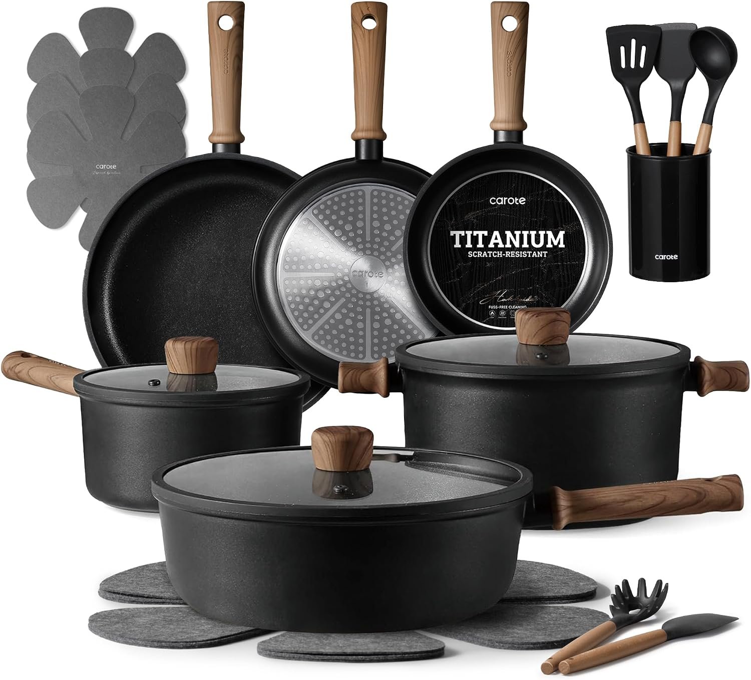71LmApZEJQL._AC_SL1500_ CAROTE 21pcs Pots and Pans Set, Nonstick Cookware Sets - Image 1