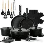 Umite Chef 21Pcs Pots and Pans Set Non Stick, Nonstick Ceramic Cookware Sets Detachable Handle, Non Toxic Healthy Induction Cookware, Kitchen Cooking Set, with Frying Pans Set, Dishwasher/Oven Safe