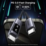 UGREEN Uno USB C Cable 100W with LED Display, Fast Charging, 6.6ft, Black - Image 3