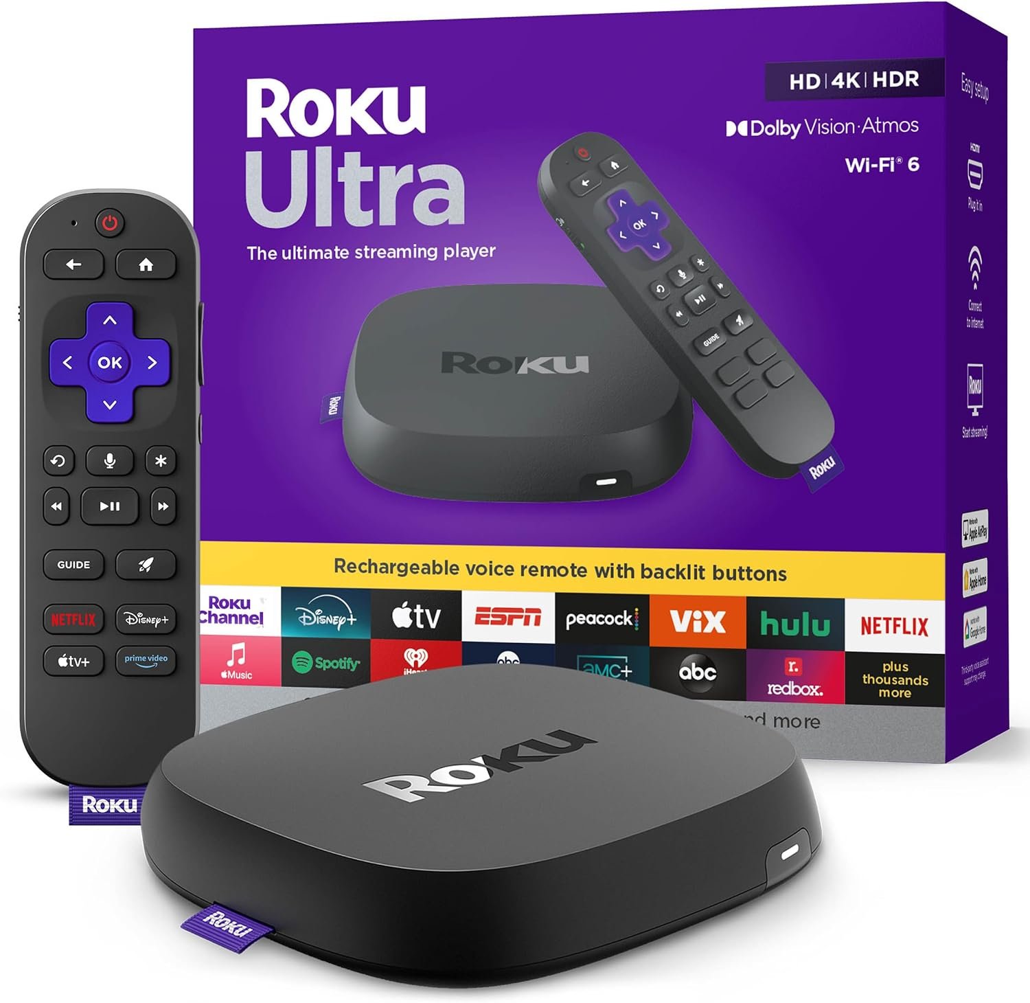 71N77hqZL._AC_SL1500_ Roku Ultra, Ultimate Streaming Player - 4K Streaming Device for TV - Image 1